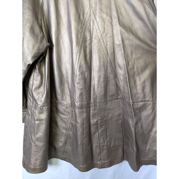 Vintage Dero by Rocco D'Amelio Womens Metallic Gold Leather Coat Large - Picture 9 of 10